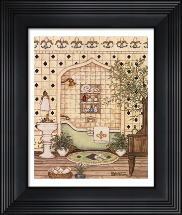 Framed Elegant Bath III Print
