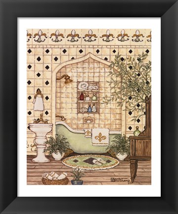 Framed Elegant Bath III Print