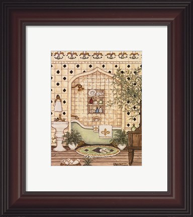 Framed Elegant Bath III Print