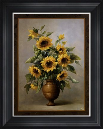 Framed Sunflowers In Bronze I Print