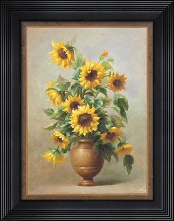 Framed Sunflowers In Bronze II Print