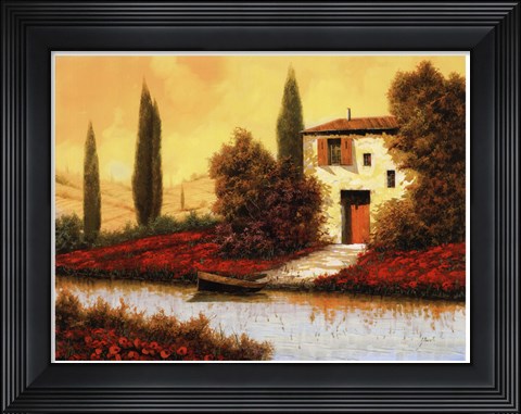 Framed Lungo Il Fiume Tra I Papaveri Print