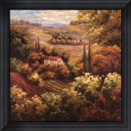 Framed Mediterranean Valley Farm Print