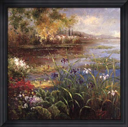 Framed Village Pond Print