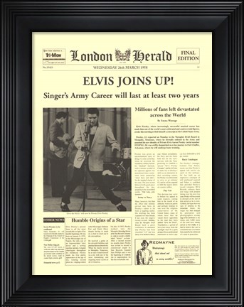 Framed Elvis Joins Up! Print