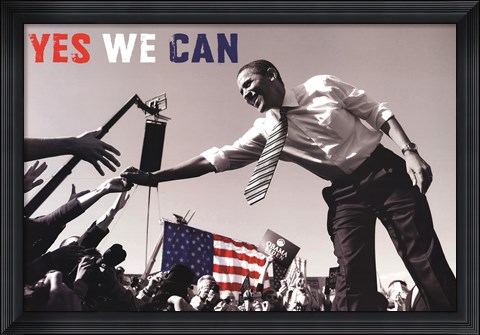 Framed Barack Obama:  Yes We Can (crowd) Print