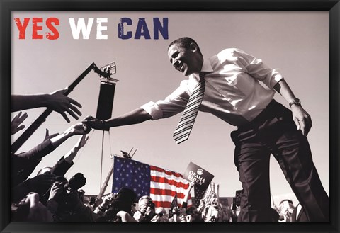 Framed Barack Obama:  Yes We Can (crowd) Print