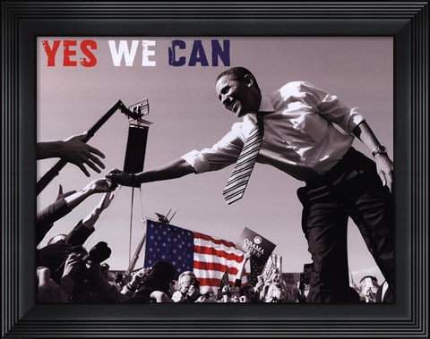 Framed Barack Obama:  Yes We Can (crowd) Print