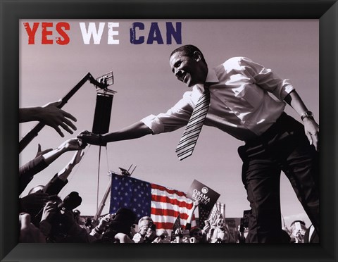 Framed Barack Obama:  Yes We Can (crowd) Print