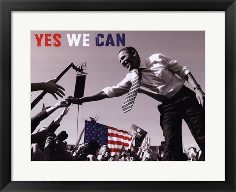 Framed Barack Obama:  Yes We Can (crowd) Print