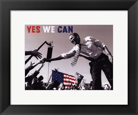 Framed Barack Obama:  Yes We Can (crowd) Print