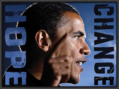 Framed Barack Obama: Hope, Change Print