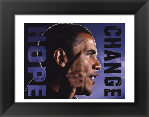 Framed Barack Obama: Hope, Change Print