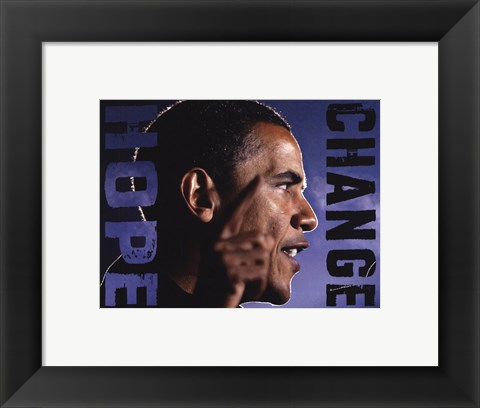 Framed Barack Obama: Hope, Change Print