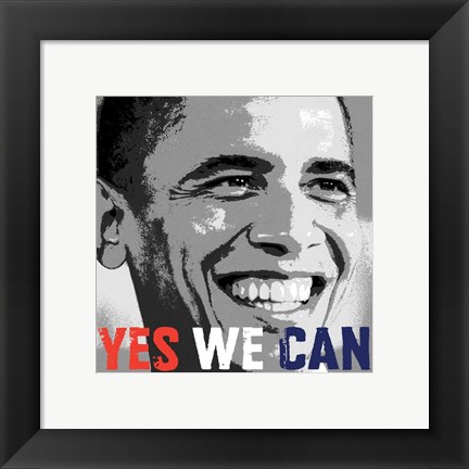 Framed Barack Obama:  Yes We Can Print