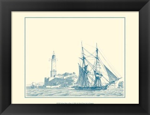 Framed Sailing Ships in Blue I Print