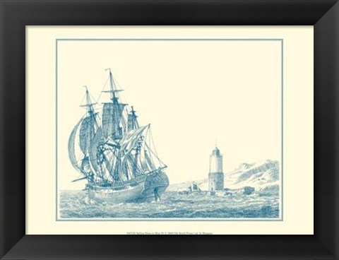 Framed Sailing Ships in Blue III Print