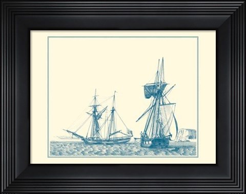 Framed Sailing Ships in Blue IV Print