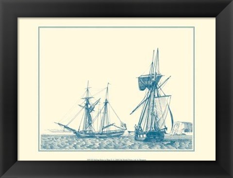Framed Sailing Ships in Blue IV Print
