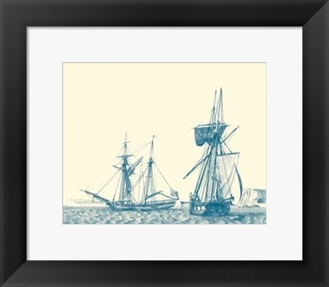 Framed Sailing Ships in Blue IV Print