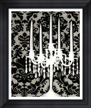 Framed Patterned Candelabra I Print