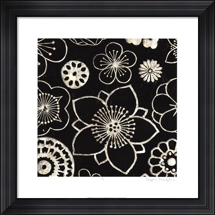 Framed Silver Floral Cascade I Print