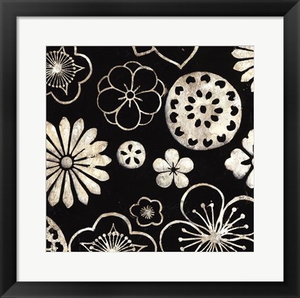 Framed Silver Floral Cascade III Print