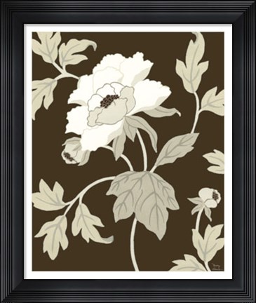 Framed Neutral Peony Elegance I Print