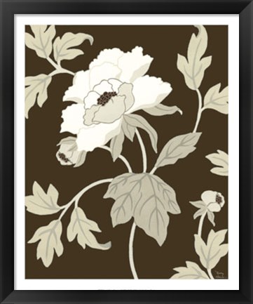 Framed Neutral Peony Elegance I Print