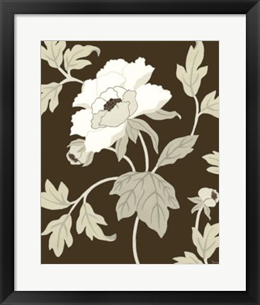 Framed Neutral Peony Elegance I Print