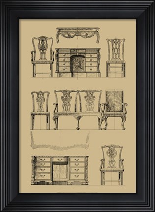 Framed English Chippendale Furniture Print