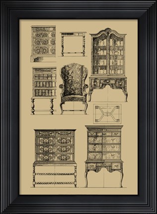 Framed English Baroque Furniture Print