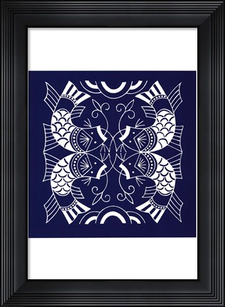 Framed Chinese Indigo Fish II Print