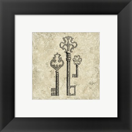 Framed Antique Keys II Print
