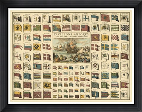 Framed Display of Flags Print
