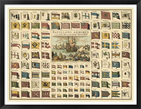 Framed Display of Flags Print