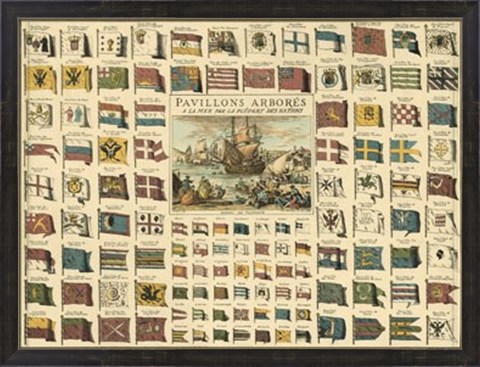 Framed Display of Flags Print