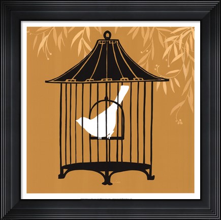 Framed Birdcage Silhouette I Print