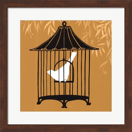 Framed Birdcage Silhouette I Print