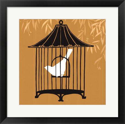 Framed Birdcage Silhouette I Print