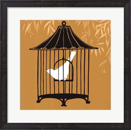 Framed Birdcage Silhouette I Print
