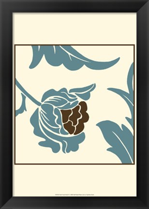 Framed Teal Floral Motif I Print