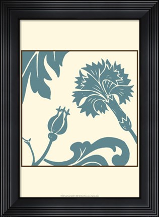 Framed Teal Floral Motif II Print