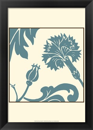 Framed Teal Floral Motif II Print
