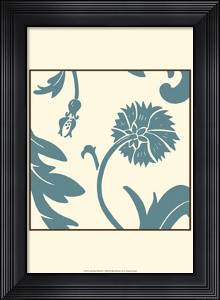 Framed Teal Floral Motif III Print