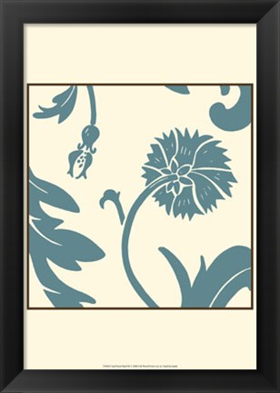 Framed Teal Floral Motif III Print