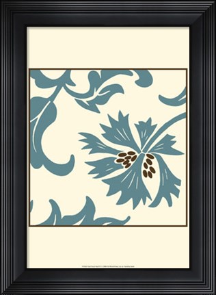 Framed Teal Floral Motif IV Print