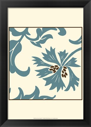 Framed Teal Floral Motif IV Print