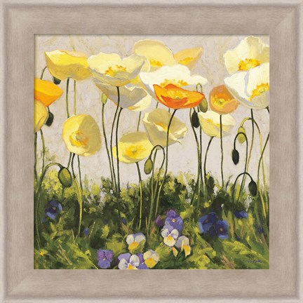 Framed Poppies and Pansies II Print