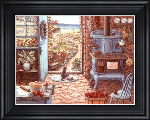 Framed Blue Stove Print